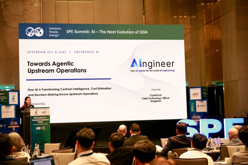 Crystal Lwi presenting “Towards Agentic Upstream Operations” at the SPE Summit